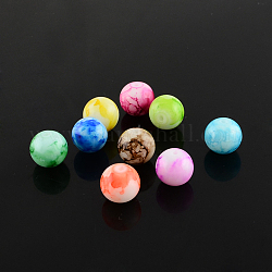 Spray Painted Glass Bead Strands, Round, Mixed Color, 10mm, Hole: 1.3mm, about 80pcs/strand, 31.4 inch