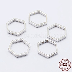 925 Sterling Silber Perlenrahmen, Hexagon, Silber, 10x11x2 mm, Bohrung: 0.8 mm, Innen: 8x9 mm