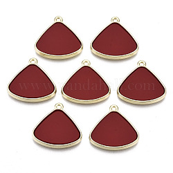 Acrylic Pendants, with Alloy Settings, Cadmium Free & Nickel Free & Lead Free, Triangle, Red, 19x20x2.5mm, Hole: 1.5mm