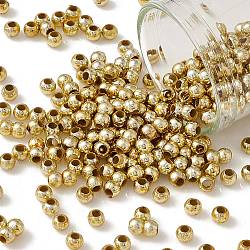 Perles rondes acryliques de placage en plastique, lumière dorée plaqué, 3mm, Trou: 1mm, environ 33000 pcs / livre