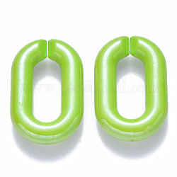 Opake Acryl Verknüpfung Ringe, Quick-Link-Anschlüsse, zur Herstellung von Kabelketten, perlig, Oval, grün gelb, 31x19.5x5.5 mm, Innendurchmesser: 19.5x7.5 mm