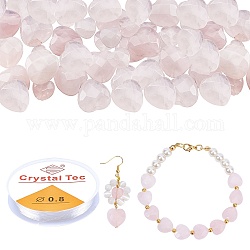 Arricraft diy kit de fabrication de bracelets en perles de pierre naturelle, y compris des perles de quartz rose naturel en forme de cœur, fil élastique, perles: environ 34pcs / boîte