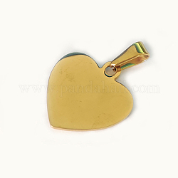 304 ciondoli in acciaio inossidabile, timbratura tag vuoto, cuore, oro, 26x25x1.5mm, Foro: 10x4.5 mm