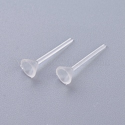 Plastic Stud Earring Findings, Clear, 5mm, Pin: 0.7mm
