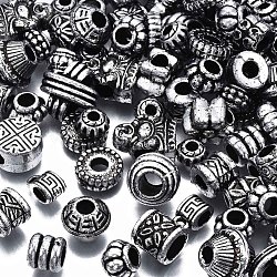 Ccb Kunststoff-Perlen, für diy Schmuck machen, Mischformen, Antik Silber Farbe, 7~14x6.5~12x3.5~12 mm, Bohrung: 2~5 mm
