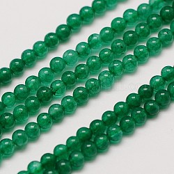 Natürliche weiße Jade runde Perle Stränge, gefärbt, grün, 3 mm, Bohrung: 0.8 mm, ca. 110 Stk. / Strang, 15~15.5 Zoll