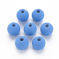 Abalorios de acrílico estilo caucho, redondo, azul real, 13.5x12.5mm, agujero: 4 mm