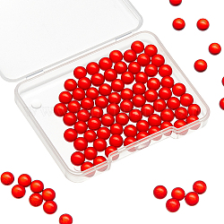 Nbeads 100 pieza de cuentas de vidrio, ningún agujero, redondo, rojo, 6mm