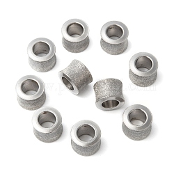 Stainless Steel Textured Beads, Large Hole Column Beads, Stainless Steel Color, 9x11mm, One Hole: 5.8mm, Another Hole: 6.1mm
