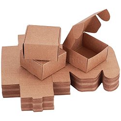 Pandahall Elite 60 pcs Cube Emballage Cadeau Boîte De Papier Kraft À La Main Accessoires De Papier Boîte De Savon Pour Boucle D'oreille Petits Bijoux Artisanat
