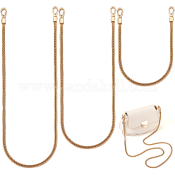 Beadthoven 3 шт. 3 стиля железные плоские змеиные цепные ремни для сумки, с застежкой из сплава, золотой свет, 400~1220x6 мм, 1шт / стиль
