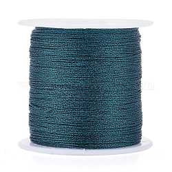 Полиэфирная плетеная металлическая нить, для изготовления и вышивки плетеных браслетов своими руками, зелено-синие, 0.4 мм, 6-слойные, около 54.68 ярда (50 м) / рулон