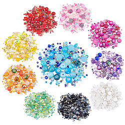 PandaHall Elite 227.5G 10 Style Glass Beads, Mixed Shapes, Mixed Color, 2~8.5mm, Hole: 0.8~1.5mm, 22.75g/style