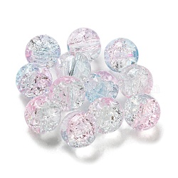 Peinture en aérosol transparente perles de verre craquelées, ronde, perle rose, 8mm, Trou: 1.6mm, 300 pcs /sachet 