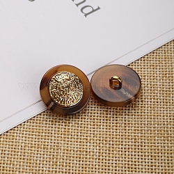 Botones con vástago de resina de 1 orificio, con la conclusión de aleación, para accesorios de ropa, plano y redondo, coco marrón, 21mm