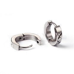 304 Stainless Steel Huggie Hoop Earrings, Hypoallergenic Earrings, Stainless Steel Color, 13.5x3mm, Pin: 1mm