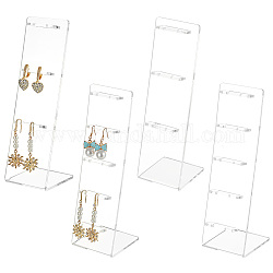 Delorigin 4 pièces 2 styles présentoirs de boucles d'oreilles en acrylique transparent, Porte-bijoux en forme de L pour montrer des boucles d'oreilles, clair, 19.5x6.3x0.95 cm, Trou: 1.6mm, 2 pièces / style