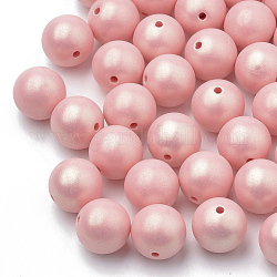 Perles acryliques de style peint par pulvérisation, caoutchouté, ronde, Saumon, 8mm, Trou: 1mm, environ 1800 pcs/500 g
