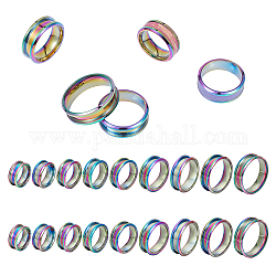Unicraftale 18pcs 9 tamaño 201 ajustes de anillo de dedo ranurado de acero inoxidable, núcleo de anillo en blanco, para hacer joyas con anillos, color del arco iris, nosotros tamaño 5~13 (15.7~22.2 mm), Ranura: 4.1mm, 2pcs / tamaño