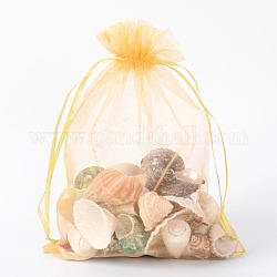Bolsas de regalo de organza con cordón, bolsas de joyería, banquete de boda favor de navidad bolsas de regalo, vara de oro, 23x17 cm