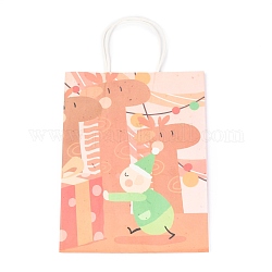 Christmas Theme Kraft Paper Bags, with Handles, for Gift Bags and Shopping Bags, Santa Claus Pattern, 35cm