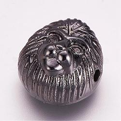 Perles de zircone cubique micro pave en Laiton, chimpanzés, gunmetal, 13.5x12.5x8mm, Trou: 1.5mm