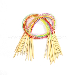Ensembles d'aiguilles à tricoter circulaires en bambou, avec tube en plastique coloré, couleur mixte, 60 cm, 18 pièces / kit