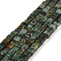Natural African Turquoise(Jasper) Beads Strands, Cube, 4~4.5x4~4.5x4~4.5mm, Hole: 0.8mm, about 90pcs/strand, 15.20~15.35 inch(38.6~39cm)
