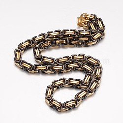 Collar de cadena bizantina de acero inoxidable de dos tonos 201 con cierres de pinza de langosta para hombres y mujeres, Gunmetal & Oro, 21.65 pulgada (55 cm)