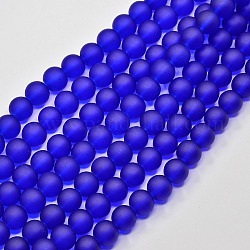 Transparente Glasperlen stränge, matt, Runde, Blau, 4 mm, Bohrung: 1.1~1.6 mm, ca. 200 Stk. / Strang, 31.4 Zoll
