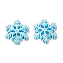 Cabochons di opaco resina, fiocco di neve, cielo azzurro, 28.5x25.5x5mm