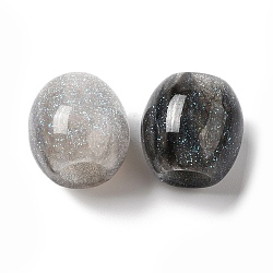 Perline europee glitterate in resina, perline con foro grande, barile, colore misto, 12x12mm, Foro: 4.5 mm