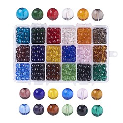 18 Farben Glasperlen, Runde, Mischfarbe, 8 mm, Bohrung: 1 mm, über 30~35pcs / Farbe, 540~630 Stück / Karton