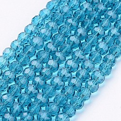 Glass Beads Strands, Faceted(32 Facets), Round, Steel Blue, 4mm, Hole: 1mm, about 98pcs/strand, 13.7 inch