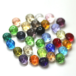 Perles d'imitation cristal autrichien, grade AAA, facette, rondelle, couleur mixte, 6x4mm, Trou: 0.7~0.9mm