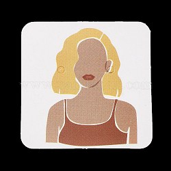 Квадратная девушка с принтом на бумаге и демонстрационная карточка с серьгами, карточка для ювелирных украшений для хранения серег, Индийская красная, 4x4x0.05 см, отверстие : 2 мм