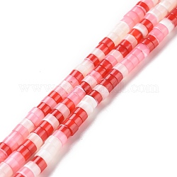 Trochid naturale perline shell fili, tinto, rotondo e piatto, rosso, 4x2~2.5mm, Foro: 0.8 mm, circa 171~172pcs/filo, 15.55 pollice (39.5 cm)