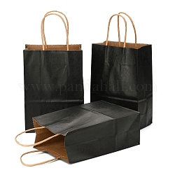 Kraftpapiersäcke, Geschenk-Taschen, Einkaufstüten, mit Griffen, Schwarz, 15x8x21 cm