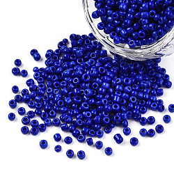12/0 opaken Farben runden Glasperlen, Blau, Größe: ca. 2mm Durchmesser, Bohrung: 1 mm, ca. 3303 Stk. / 50 g