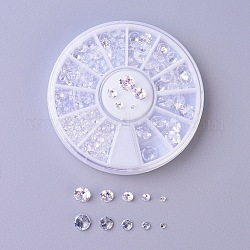 Cabochons de circonio cúbico, Grado A, facetados, diamante, Claro, 2 mm / 3 mm / 4 mm / 5 mm / 6 mm, 376 unidades / caja