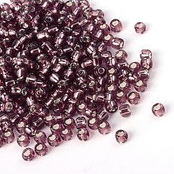 MGB Matsuno Glass Beads, Japanese Seed Beads, 15/0 Silver Lined Glass Round Hole Rocailles Seed Beads, Rosy Brown, 1.5x1mm, Hole: 0.5mm, about 5400pcs/20g