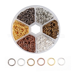 1 6 Feld Farbe Eisen Ringe springen, offene Ringe springen, Mischfarbe, 20 Gauge, 8x0.8 mm, Innendurchmesser: 6.4 mm, ca. 900 Stk. / Kasten