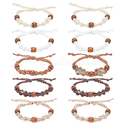 Pandahall elite 10pcs 5 couleurs cordon en nylon tressé macramé pochette fabrication de bracelet, bracelet pierres interchangeables perles de bois ajustables, couleur mixte, diamètre intérieur: 2-1/2 ~3/8 pouce (6.37~8.6 cm), 2 pcs / couleur