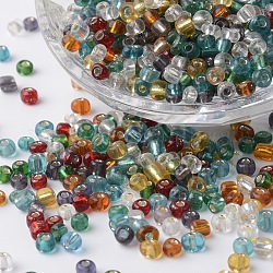 6/0 argent doublé verre rond perles de rocaille, couleur mixte, 4mm, Trou: 1.5mm, environ 500 pcs / sachet 