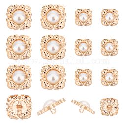 NBEADS 24 Pcs Rhombus Pearl Buttons, Alloy Imitation Pearl Buttons with Shank Round Embellishments Sewing Crafts Buttons for Clothes Shirts Suits Coats Sweaters Wedding Dress, Seashell