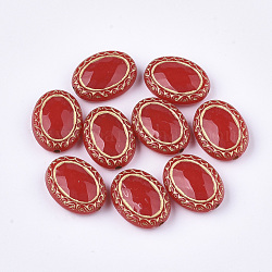 Perline acrilico placcato, metallo allacciati, ovale, rosso, 17.5x13.5x6mm, Foro: 1.6 mm
