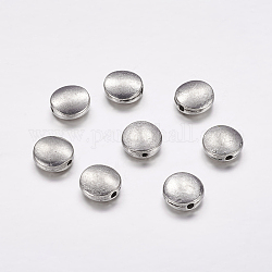 Tibetischer stil legierung perlen, Cadmiumfrei und Nickel frei und Bleifrei, Flachrund, Antik Silber Farbe, ca. 9 mm Durchmesser, 4 mm dick, Bohrung: 1 mm