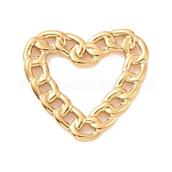 Placcatura ionica (ip) 304 anelli di collegamento in acciaio inossidabile, stile catena di marciapiede, cuore, oro, 20.5x22x2mm, diametro interno: 9x12.5mm