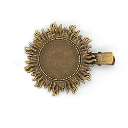 Haarspange Zubehör aus Eisen, mit Cabochon-Lünettenfassungen aus Zinklegierung, Sonne, Antik Bronze, Tablett: 25 mm; über 30 teile/beutel