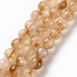 Natürlichen Citrin Perlen Stränge, Runde, 6 mm, Bohrung: 0.7 mm, ca. 63~64 Stk. / Strang, 15.35 Zoll (39 cm)